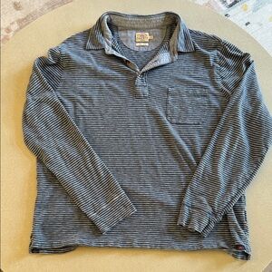 Faherty Blue and White Organic Cotton Striped Polo Shirt